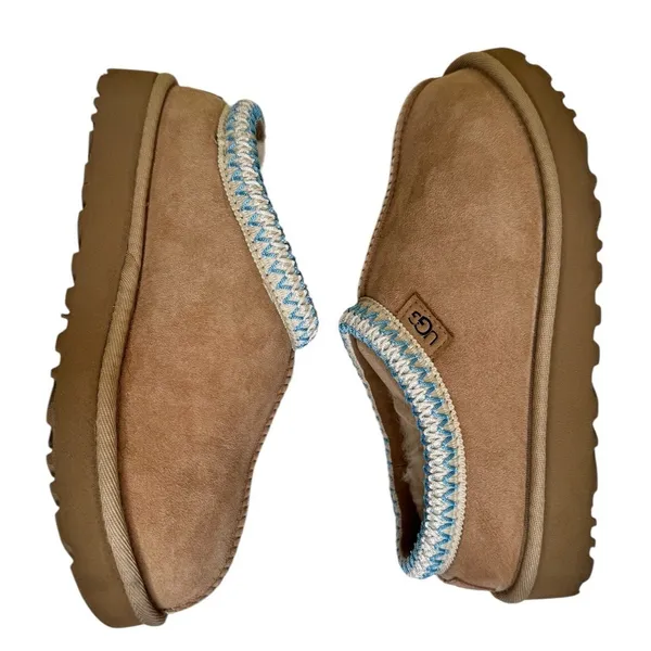 Ugg Tasman Regenerate‎ Slippers Sand with Light Blue Accents Women's Size 6 - Image 7