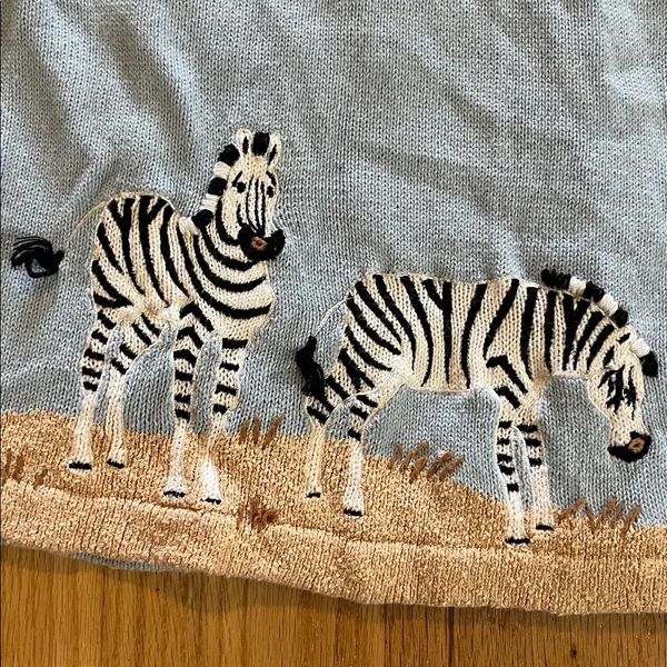 Vintage Design Options Zebra Novelty Print 3/4 Sleeve Cardigan Sweater Sz XL - Image 8