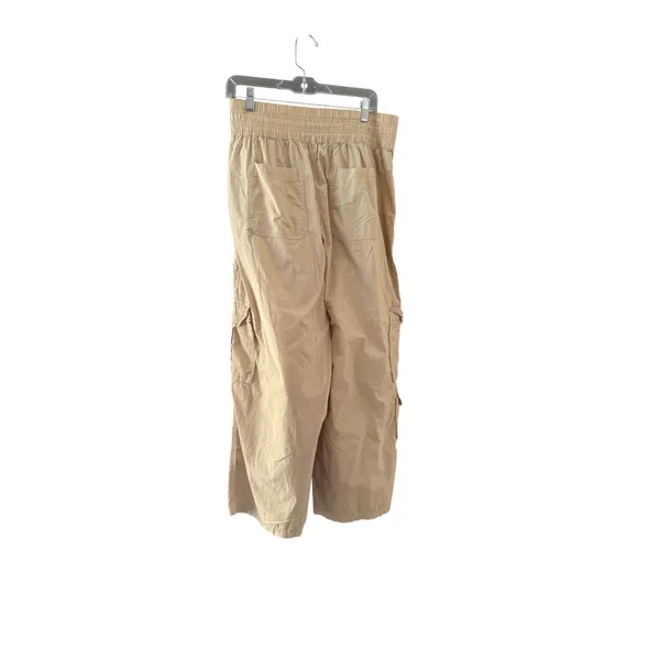 Aerie Tan Khaki Wide Leg Cargo Pants‎ High Rise Elastic Waist Womens Size Large - Image 3