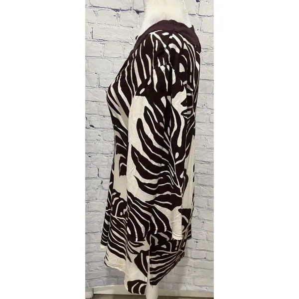 CZ Cover Ups Women's 3/4 Sleeve Leaf Print Tunic Brown & Cream swim cover Small - Image 3
