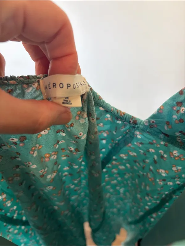 Aeropostale Teal Mini Dress with Tiny Floral Print - Image 2