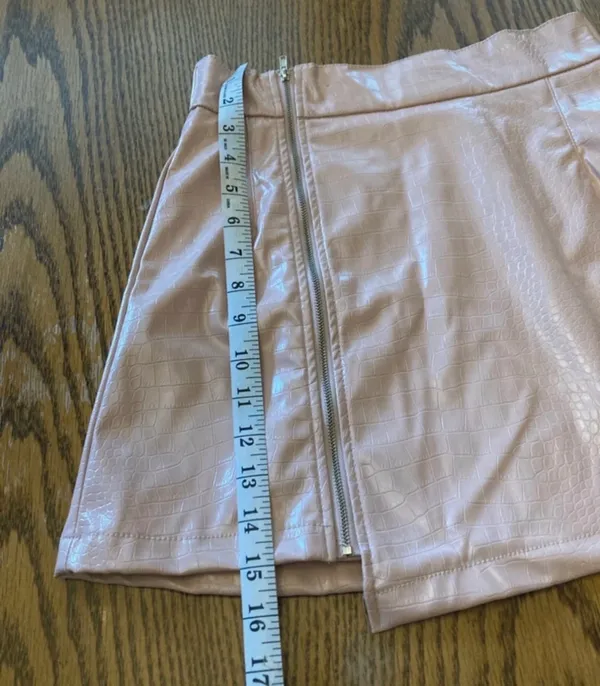 Like An Angel Skirt Womens Small Faux Leather Elastic & Zipper Pink - Image 4