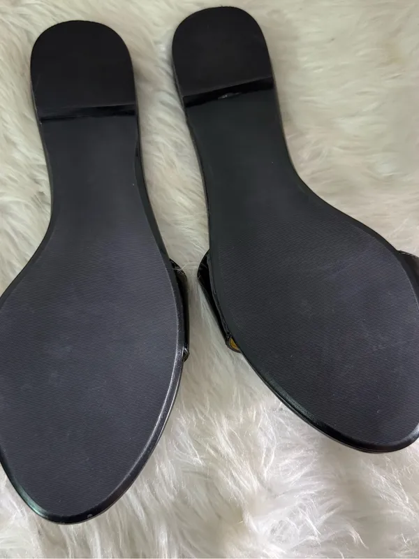 Talbots Ladybug Leather Slide Sandals Black Patent Size 8 Like New - Image 2