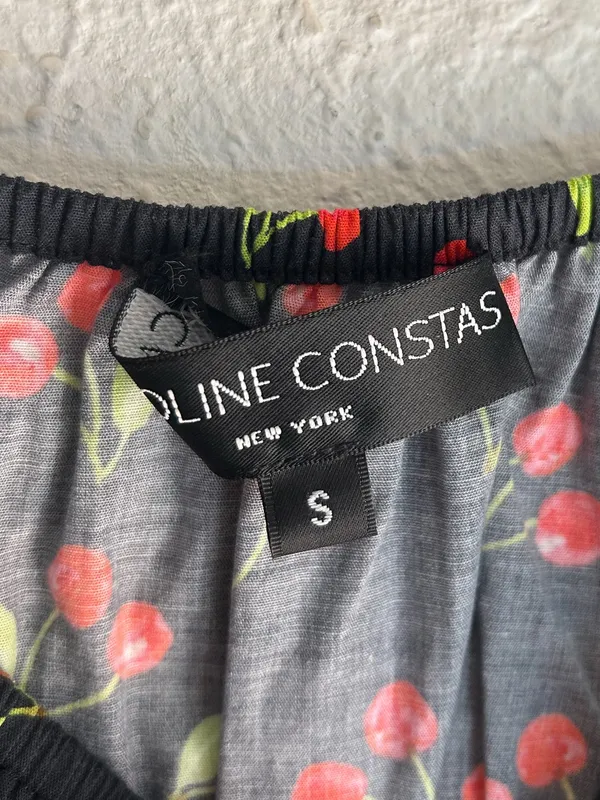 Caroline Constas Cherry Print Mini Cotton Dress Small Coquette retro - Image 3