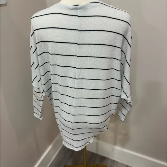 Lulus Striped‎ Boat Neck Dolman Sleeve Top White Black XS - Image 3