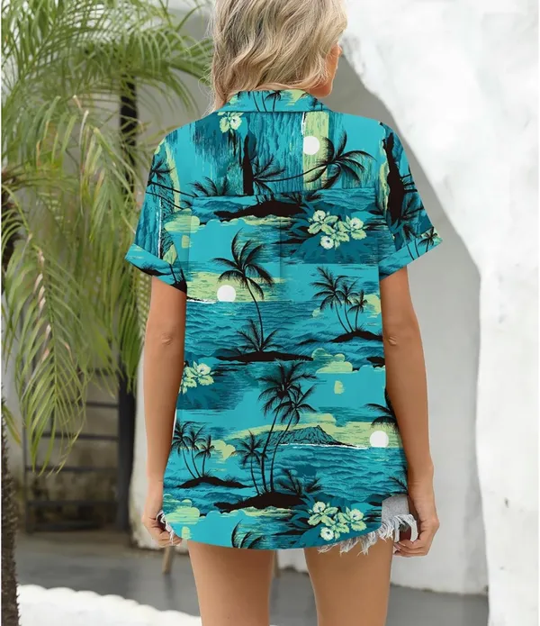 Summer Hawaiian Shirts Floral Short Sleeve Button Down Shirts - Image 2