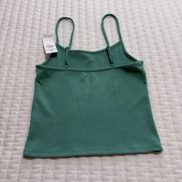 American Eagle Sleeveless Ribbed Cropped Tank Top Shirt Sz XS Extra Small Aqua - Image 9