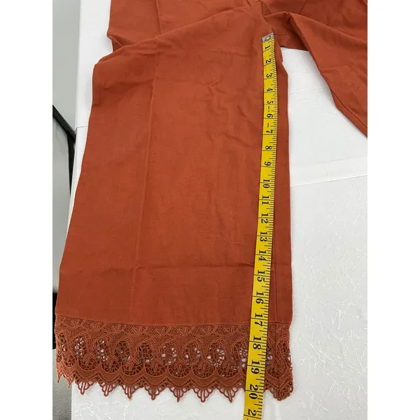 Billabong Lace and Lies Spiced Coral Crochet Trim Wide Leg Jumpsuit‎ Small NEW - Image 15