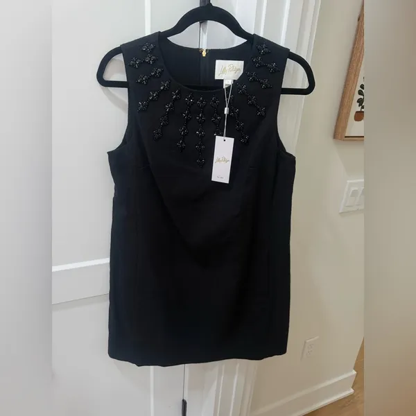NWT Lilly Pulitzer Edita Embellished Stretch Shift Dress Black - Image 4