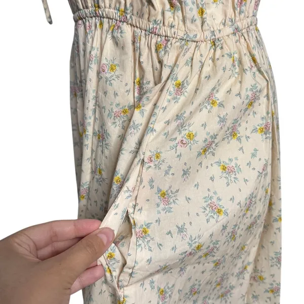 In Loom Floral Smocked Maxi Dress Tie Strap Cottagecore Tuckerknuck Style S - Image 8