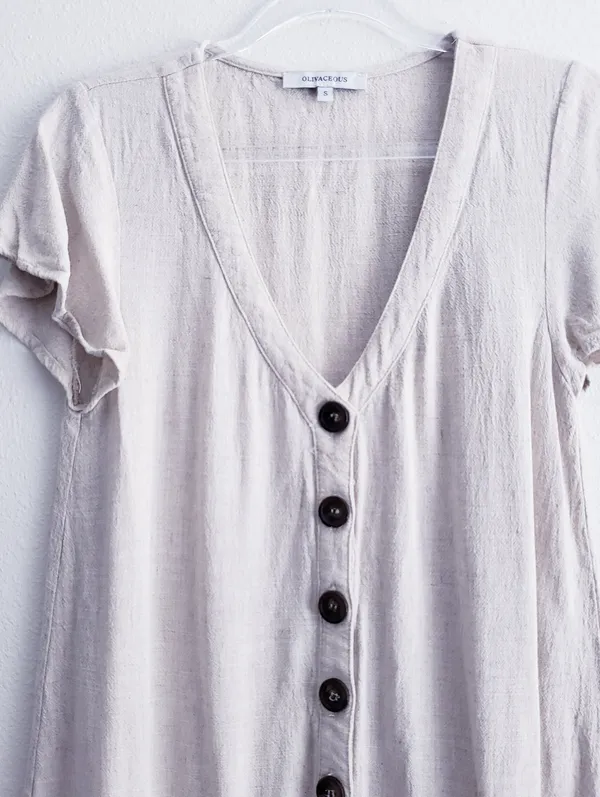 Olivaceous Button Down Ruffle Mini Bohemian Dress - Image 3