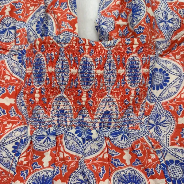 Maeve Anthropologie Halter Dress Button Front Linen‎ Blend Red Blue Large - Image 11