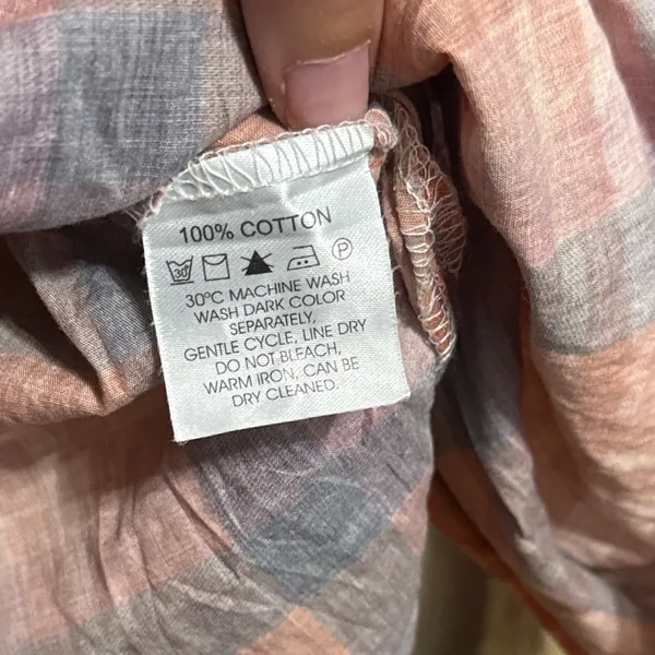 Earthy‎ Plaid Embroidered Trim Boho Tunic Cottagecore Lagenlook Natural Fibers - Image 7