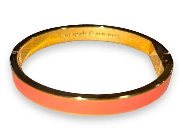 Kate Spade New York Sparks Fly Enamel Bangle Bracelet Coral Gold Tone - Image 2