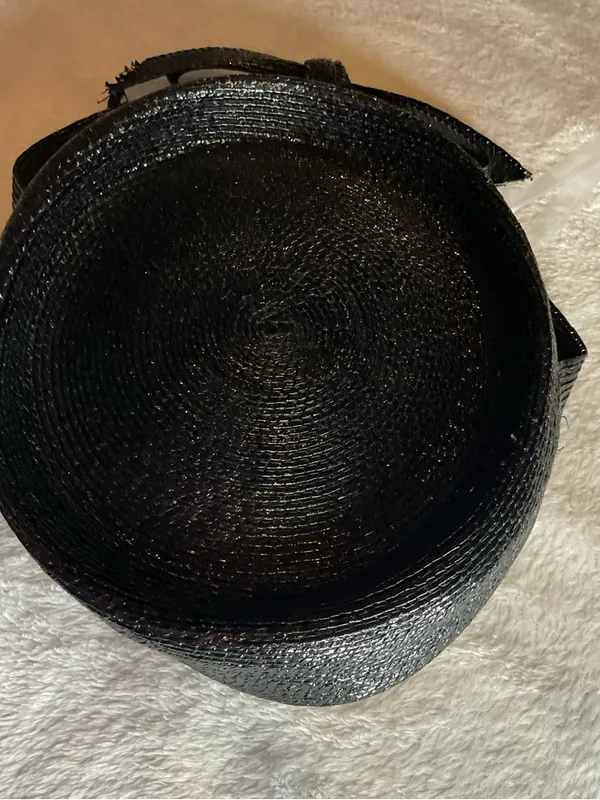 Vintage Rochelle Originals Black Straw Boater Hat | Classic Elegant Bow - Image 2
