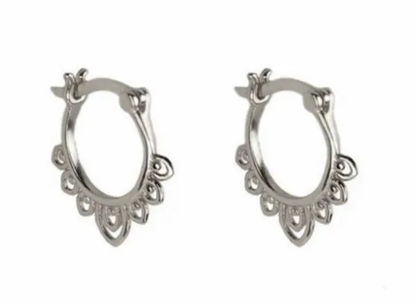 925 Silver Plated Hollow Flower Hoop Earrings for Women - Image 3