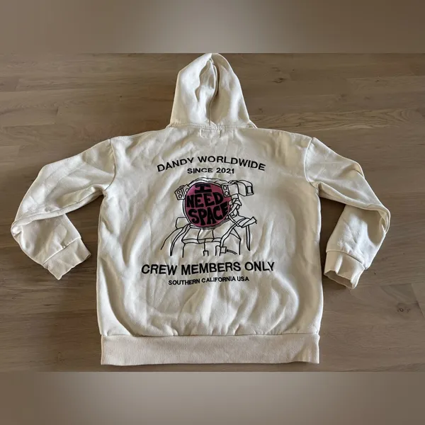 Dandy Worldwide "I Need Space" graphic hoodie cream MEASUREMENTS - Image 7