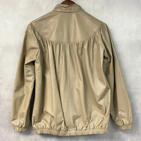 Vintage A&F Originals Women Leather Jacket Size 8 Tan Western Bomber Indie Retro - Image 2