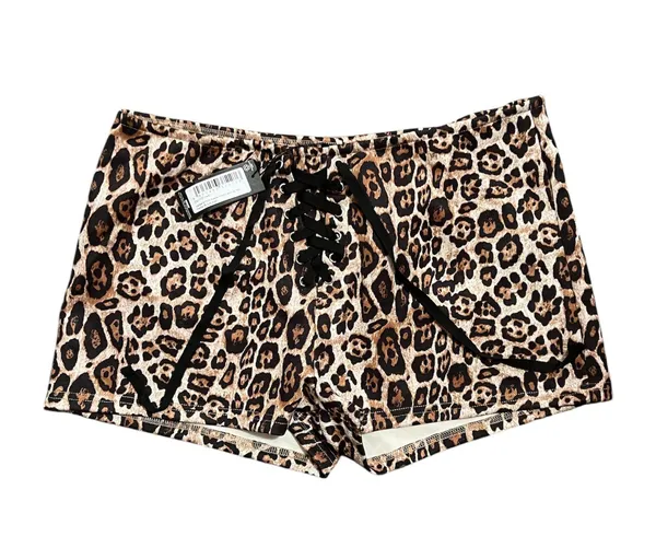 Boohoo Leopard Print Suede Look Lace Up Hot Pants - Size US 2 - Image 4