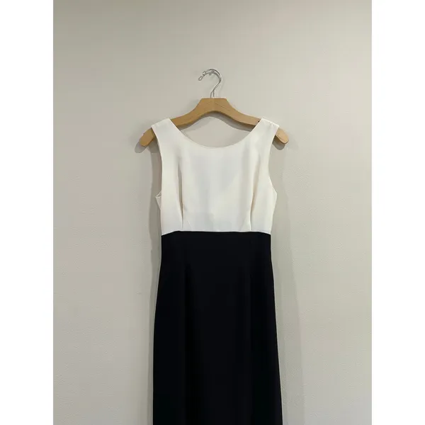 Vintage‎ Maggy London Colorblock Maxi Dress Black White Sheath Sz 4 - Image 5