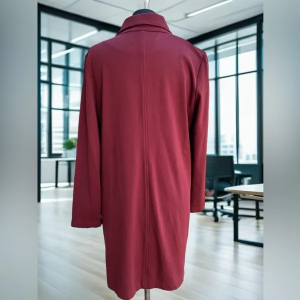 Marc New York Women’s Maroon Long Blazer Coat‎ Gold Buttons Size M - Image 3