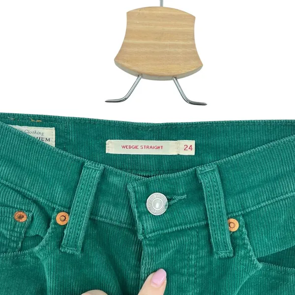 Levi's Wedgie Straight Fit Corduroy‎ Pants Green Size 24 - Image 6