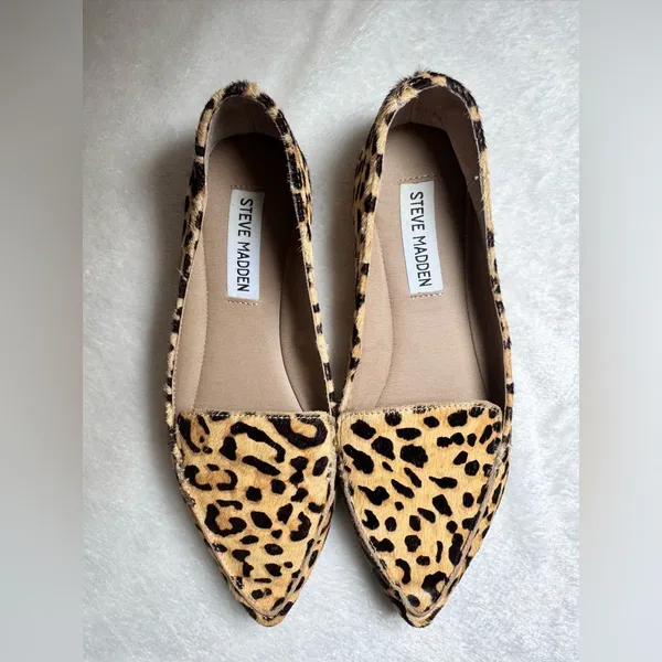 Steve Madden Featherl Cow Hair Leopard Print Women's‎ Loafers Flats Size 6 - Image 8