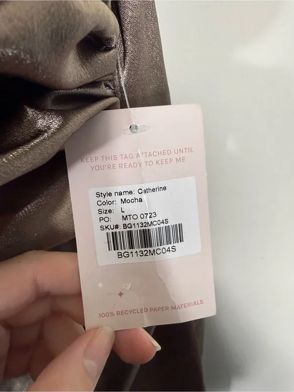 NWT Birdy Grey Catherine Dress Shiny Satin Mocha Brown Bridesmaid Maxi Dress - Image 7