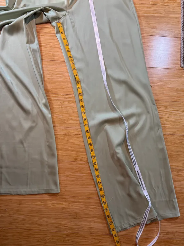 NWT Club L London Satin Wide Leg Trouser Sage Green High Rise Size US 8 - Image 11