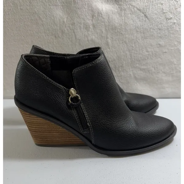 Dr Scholls Platform Wedge Sz 9.5 High Heel Work It Bootie Ankle Zip‎ Shoes - Image 2