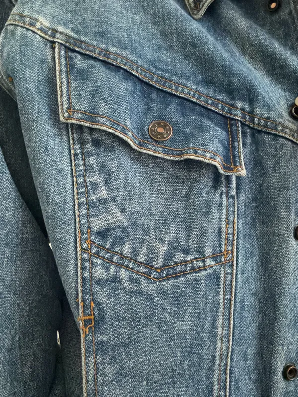 Vintage Cropped Denim Jacket Blue - Image 5