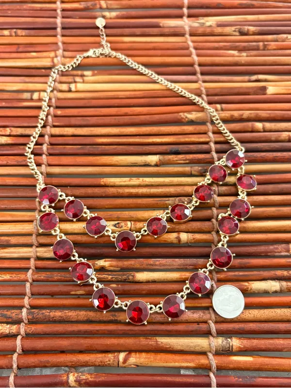 Simply Vera Vera Wang Gold-Tone Double Strand Necklace Ruby Red Stones 18”-20” - Image 3