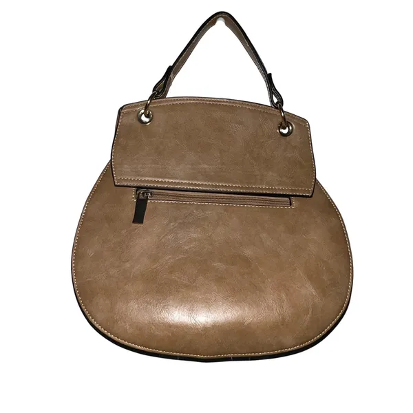 Womens Tan Faux Leather Satchel Handbag Shoulder Bag Crossbody Strap Top Handle‎ - Image 4