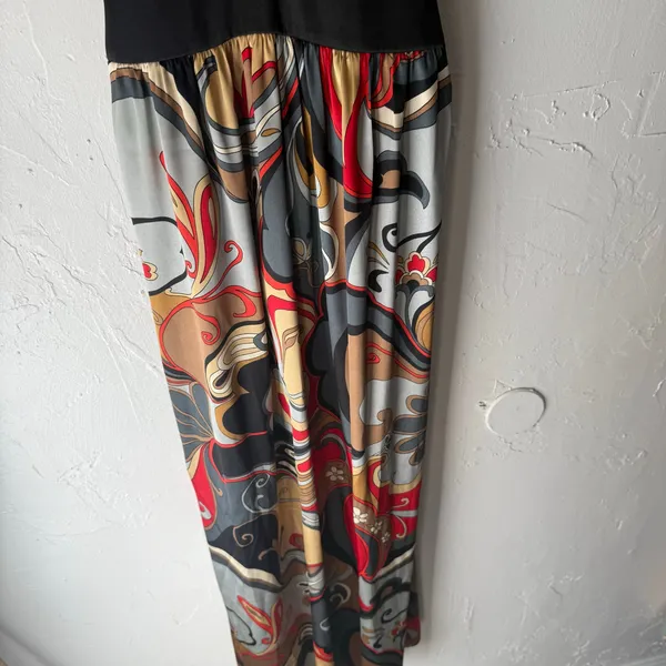 Forever Y2k Size Medium Retro Black Red Satin Going Out Maxi Dress‎ - Image 3