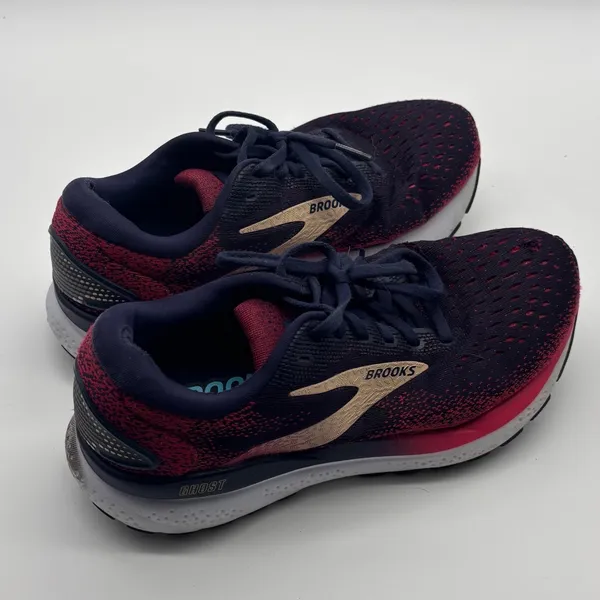 Brooks Ghost 16 Womens Running Shoes 7.5 Wide Navy Pink - Image 2