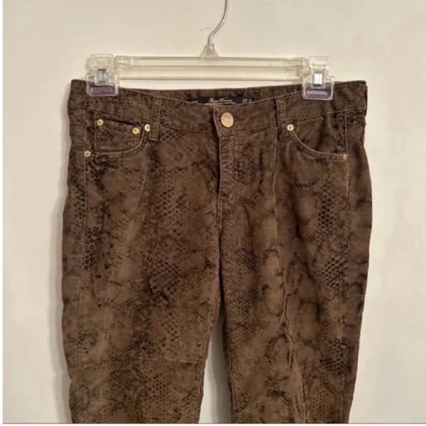 Women’s Zara Brown Black Animal Snake Print Corduroy Pants Jeans Size 2 - Image 5