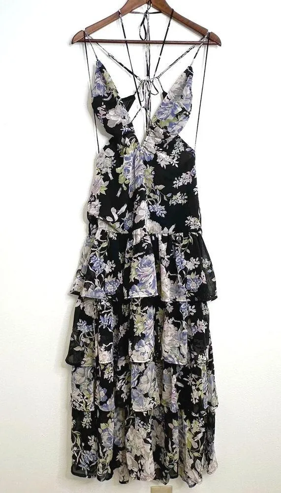 ASTR the Label Aneira Dress Purple & Black Floral Size S - Image 5