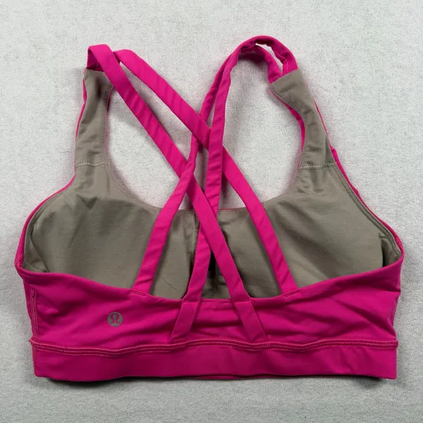 Lululemon Energy Sports Bra Women’s Size 6 Pink Strappy Medium Support Padded - Image 2