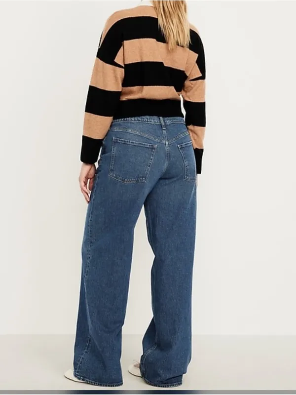 New Old Navy Mid-Rise OG “The Slouchy” Wide Leg Women’s Jeans Sz10 Dark Wash - Image 2