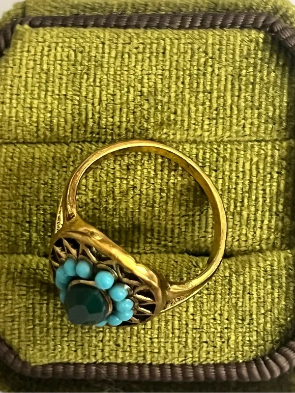 Vintage/Bohemian Design Stainless Steel Golden w/ Gemstones Statement Ring S 6 - Image 3