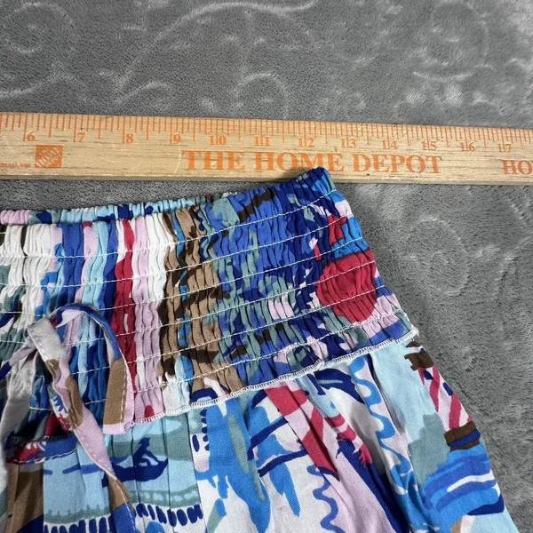 True Destinations Coastal Wide Leg Palazzo Pants Small Tropical Print Smocked - Image 6