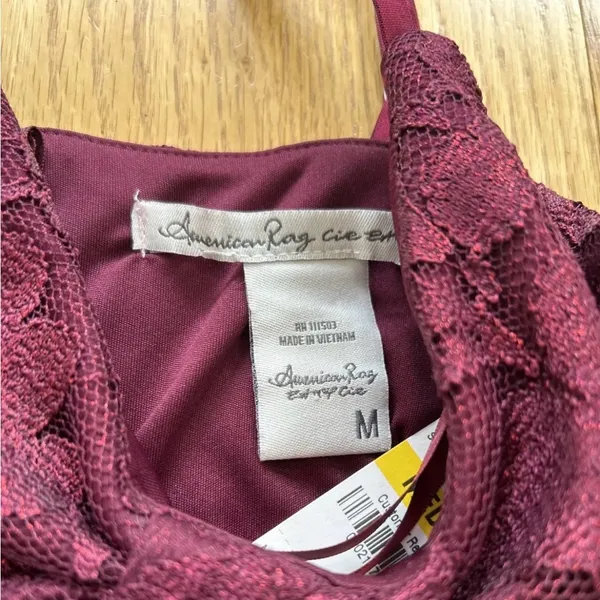 NWT American Rag Dress Medium Burgundy Sparkle Bow Lace Y2K Mini Party‎ Cocktail - Image 6