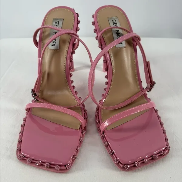 Steve Madden Zelle Square Toe‎ Rhinestone Heels in Pink Size 9 - Image 4
