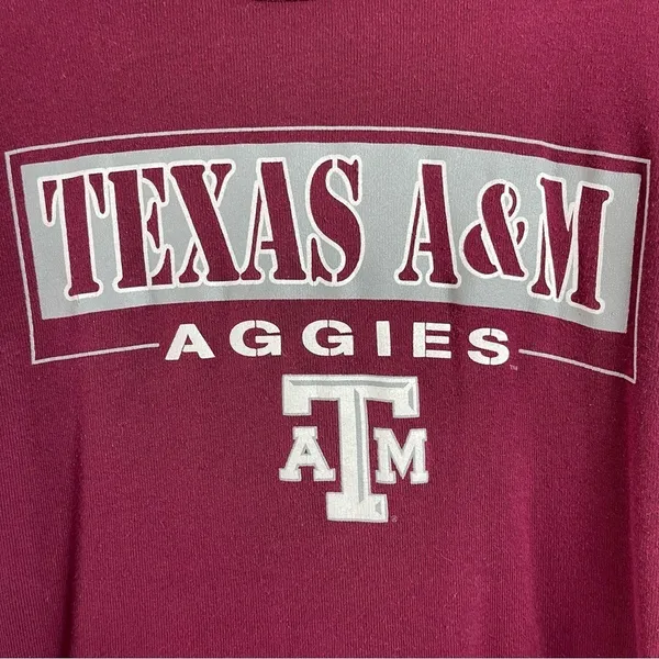 Red Oak Texas A & M Small Aggies Maroon Crewneck Graphic Tee Logo Sports College - Image 3