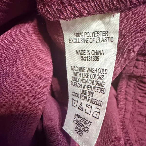 Mine Britton Womens XL Plum V-Neck Smocked Hem Tie Back Long Sleeve Blouse - Image 4