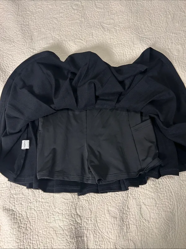 Black Pleated tennis Skirt with White Trim - Image 6
