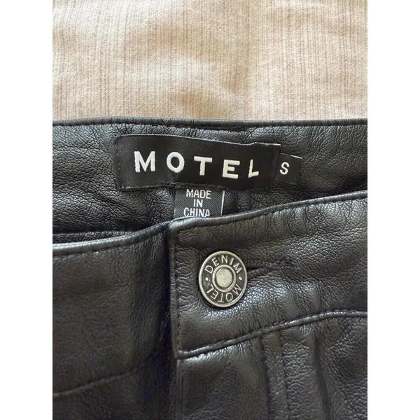 Motel Rocks Jacinta Faux Leather Pants Black Small - Image 5