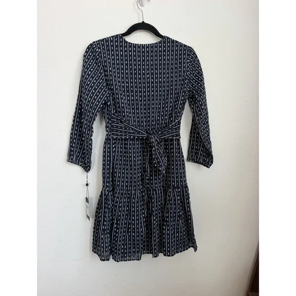 Tommy Hilfiger Women's Petite Long Sleeve Tie Tiered Skirt 3/4 Sleeve Blue $119 - Image 7