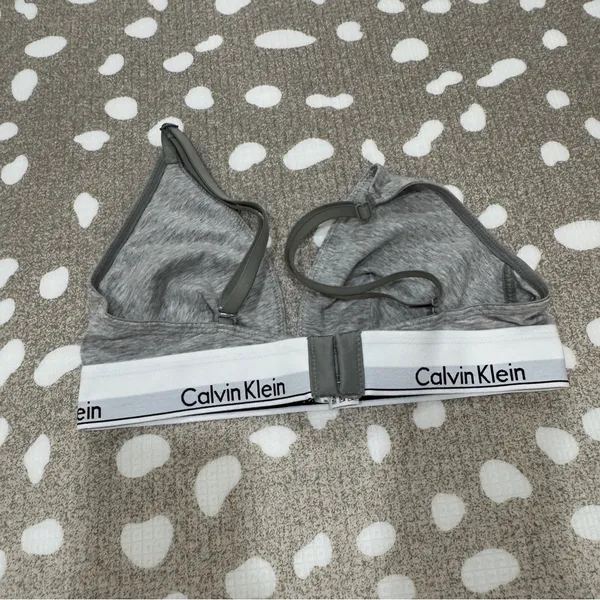 Calvin Klein Icon Cotton Modal Lined Triangle cotton bralette Heather logo - Image 4