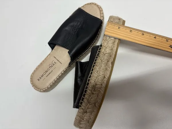 Ramoncinas Platform Leather Black Flat Espadrilles - Image 7
